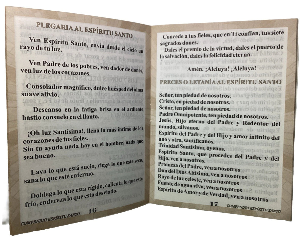 Compendio de oraciones al Espíritu Santo, Rosario, Novena y Cantos